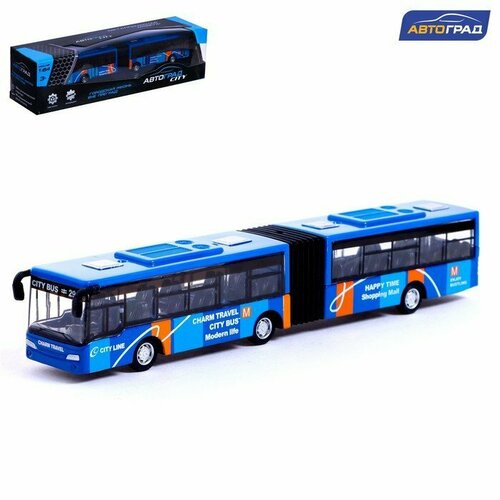 Автобус металлический «Городской транспорт», инерционный, масштаб 1:64, цвет синий (комплект из 4 шт)