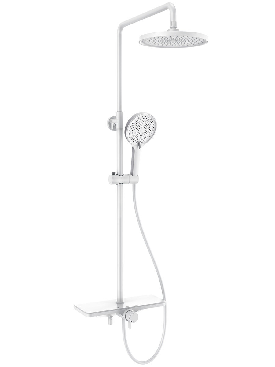 фото Душевая стойка AQUAme AQM 8002W с изливом, белый