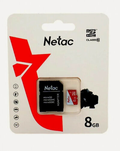 Изображение товара Карта памяти Netac P500 ECO MicroSDHC 8Gb Class 10 UHS-I 80MB/s + ADP (NT02P500ECO-008G-R)