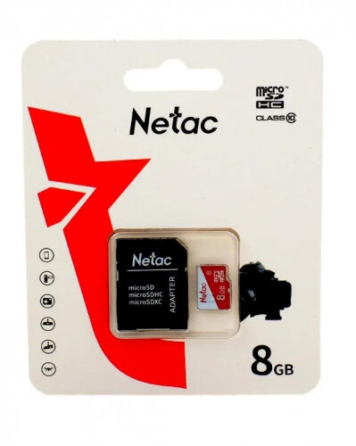 Карта памяти Netac P500 ECO MicroSDHC 8Gb Class 10 UHS-I 80MB/s + ADP (NT02P500ECO-008G-R)
