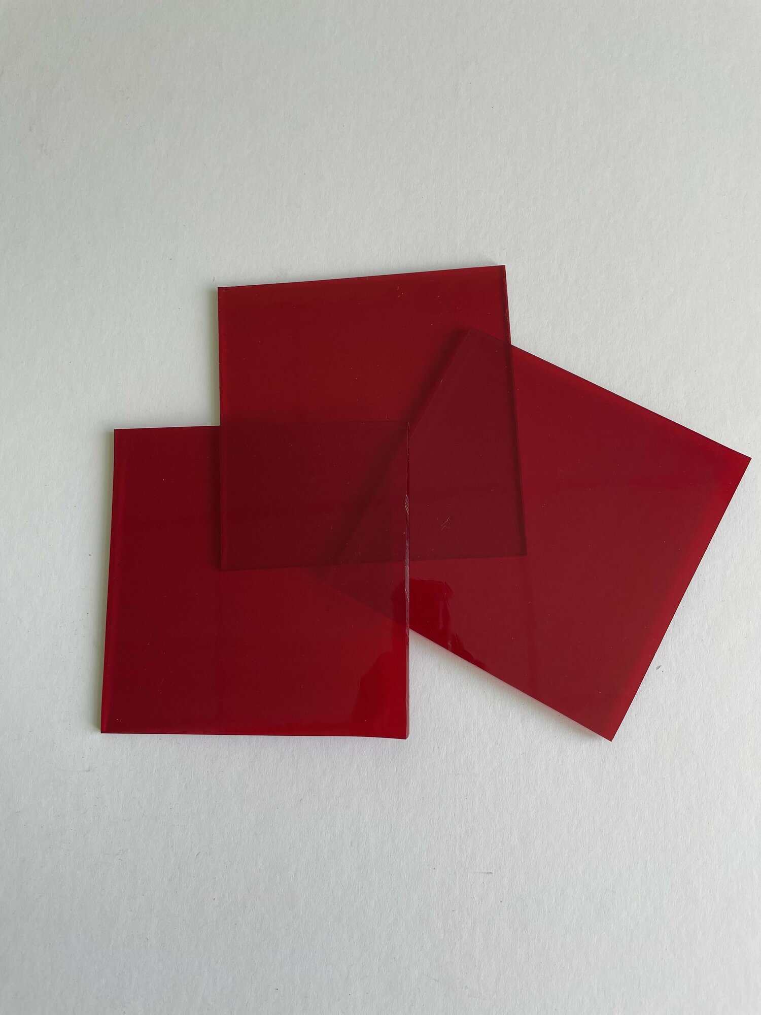 Стекло для витражей, 3 мм, прозрачное, красное