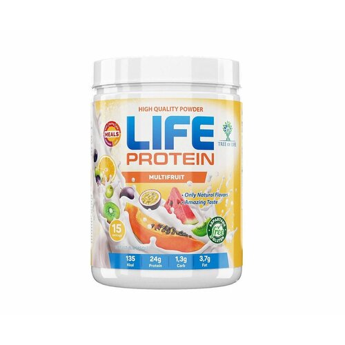 Протеиновый коктейль для похудения Life Protein 1LB (450 г) со вкусом Мультифрукт 15 порций протеин для похудения life isolate 1lb 450 г со вкусом дыня 15 порций