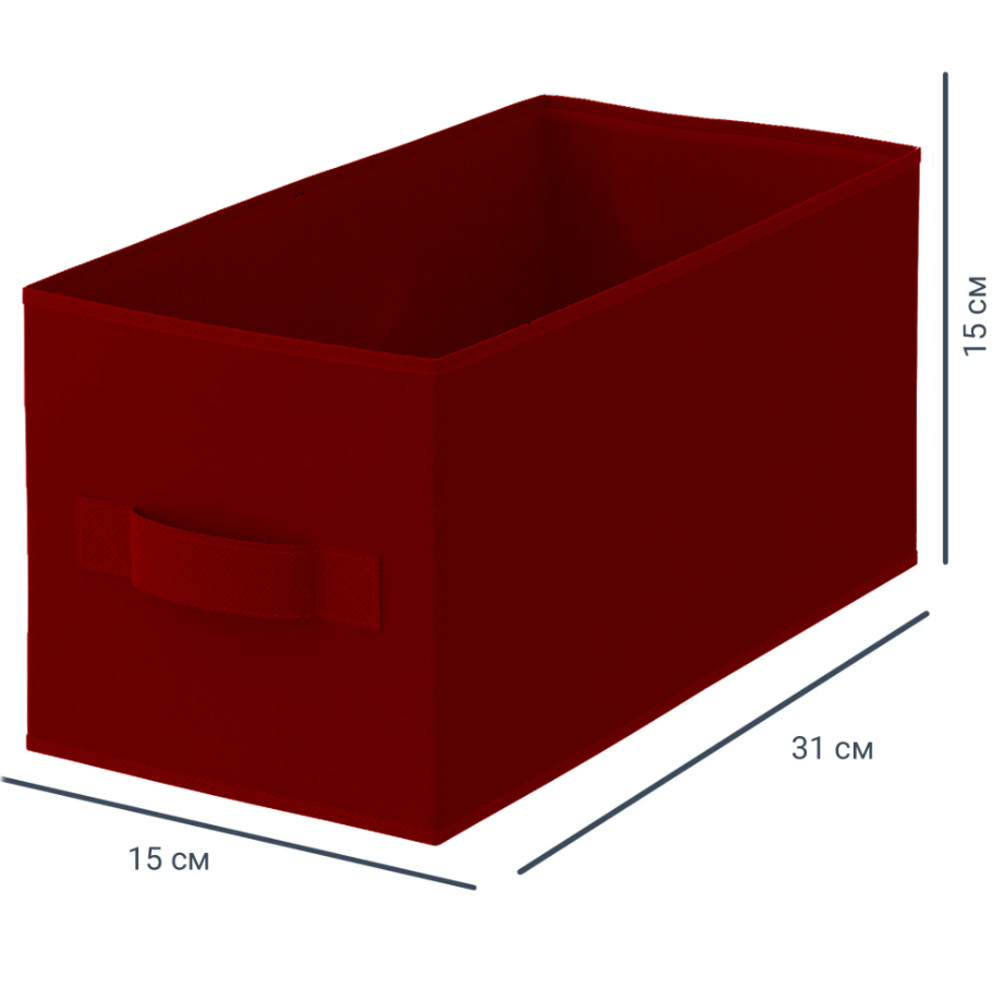 Короб для хранения стеллажный Spaceo 15х31х15 см, 6.9 л, полиэстер, цвет - вишневый