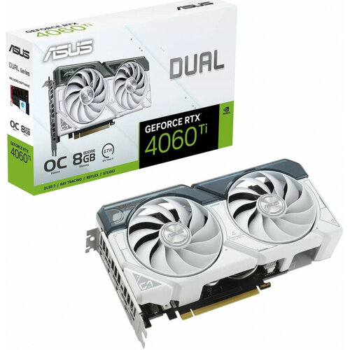 Видеокарта Asus PCI-E 4.0 NVIDIA GeForce RTX 4060TI 8192Mb 128 GDDR6 DUAL-RTX4060TI-O8G-white