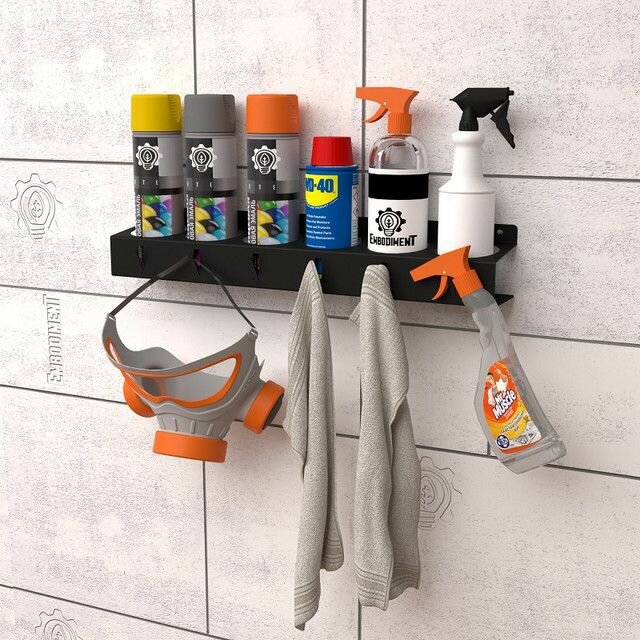 Держатель органайзер EMBODIMENT для баллончиков, настенный, с крючками