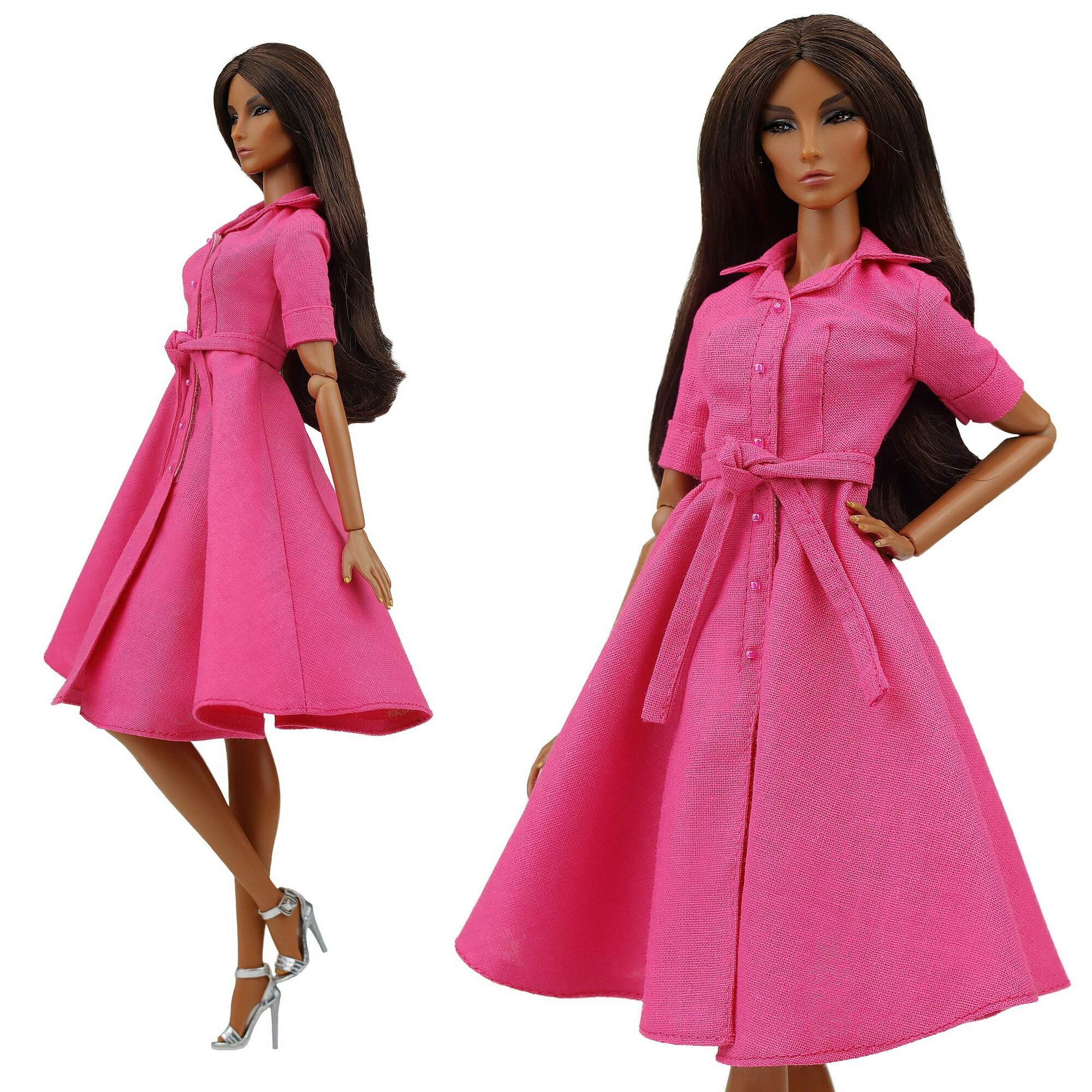 Платье-рубашка цвета "Фуксия" для кукол 29 см. типа барби