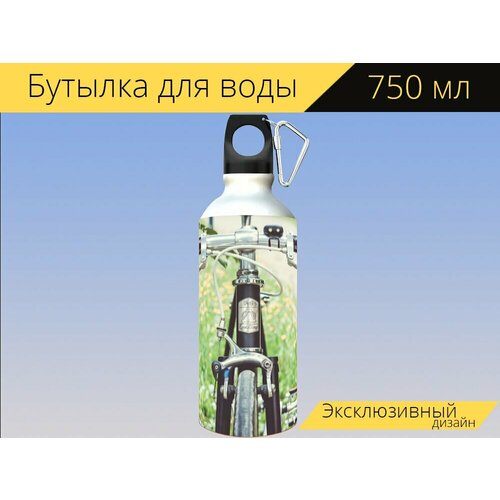 фото Бутылка фляга для воды "велосипед, велосипедная рама, тормоза" 750 мл. с карабином и принтом lotsprints