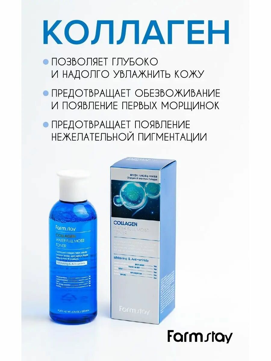 Farmstay Тонер с коллагеном Collagen Water Full Moist, 200 мл