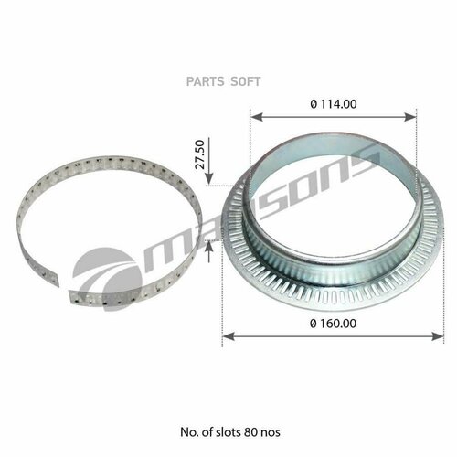 MANSONS 400664 400664_кольцо ABS! 114x160x27,5мм Z=80Nos\ MAN L2000/TGL