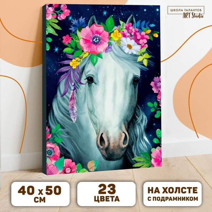 Картина по номерам Школа талантов на холсте, с подрамником "Лошадь", 40х50 см
