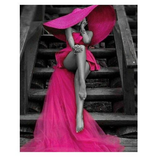 Картина по номерам Женщина в розовом 40х50 см