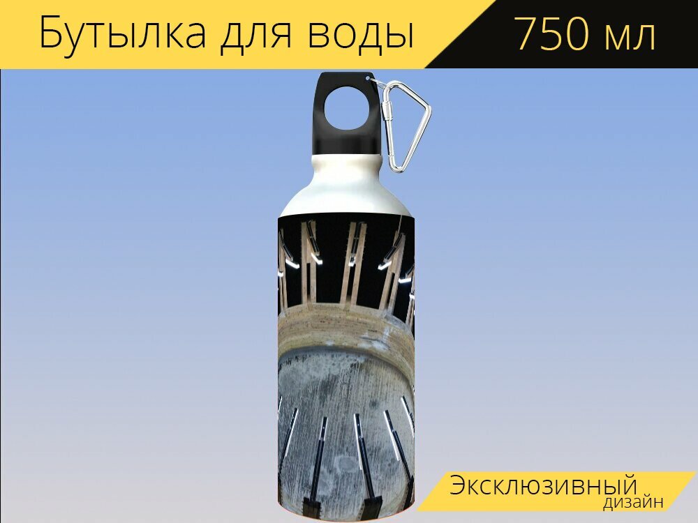 Бутылка фляга для воды "Свет, соляная шахта, поваренная соль" 750 мл. с карабином и принтом