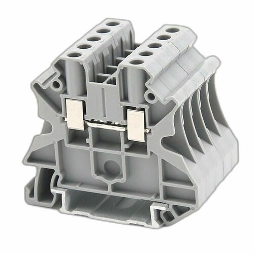 Клемма проходная винтовой зажим 2 точки подключения 4кв мм сер DKC TUR-4 81₽