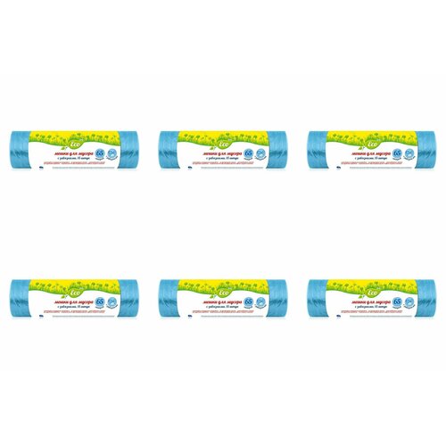 Eco Line Мешки для мусора с завязками 65 л, 14 мкр, 15 шт, 6 уп