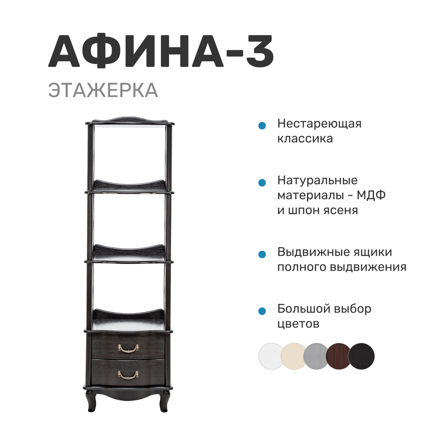 Этажерка стеллаж  Афина 4   Венге