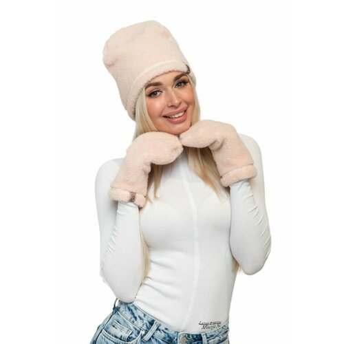 фото Шапка wool lamb, размер 48-58, белый, розовый