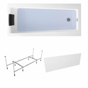Акриловая ванна 160х75 см Lavinia Boho Rock набор 4 в 1: прямоугольная ванна, металлический каркас, подголовник, лицевой экран