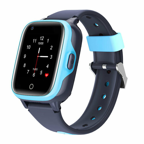 smart baby watch детские gps часы kt15 plus с сим картой и whats app розовый Детские смарт часы KT15 с видеозвонком, виброзвонком, камерой и 4G, водонепроницаемые голубые с GPS Wonlex. Умные часы-телефон для детей, голубые