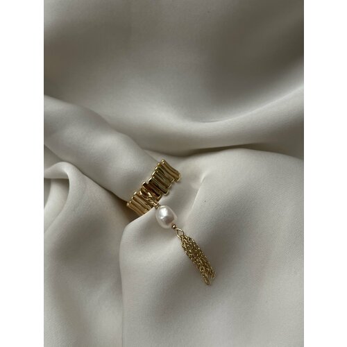 фото Кольцо pansy, жемчуг пресноводный, безразмерное, белый