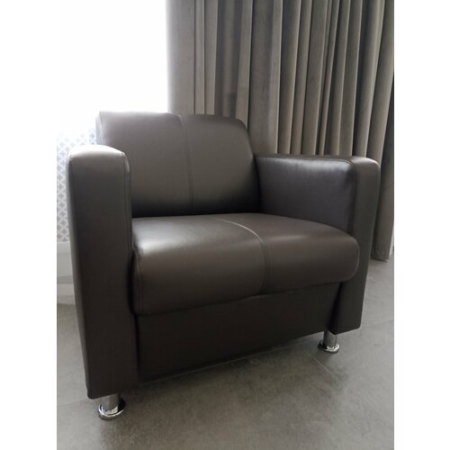 Кресло офисное Сенатор, механизм Нераскладной, 80х82х80 см, темно-серое глянцевое, с отделочной строчкой