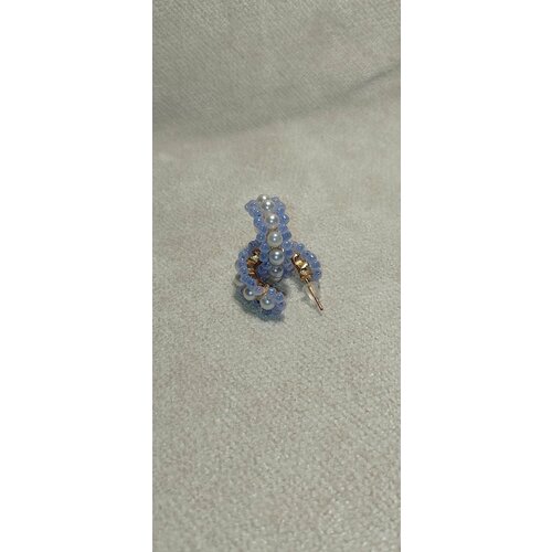 Серьги МастерHand, пластик, размер 20 мм, белый, синий