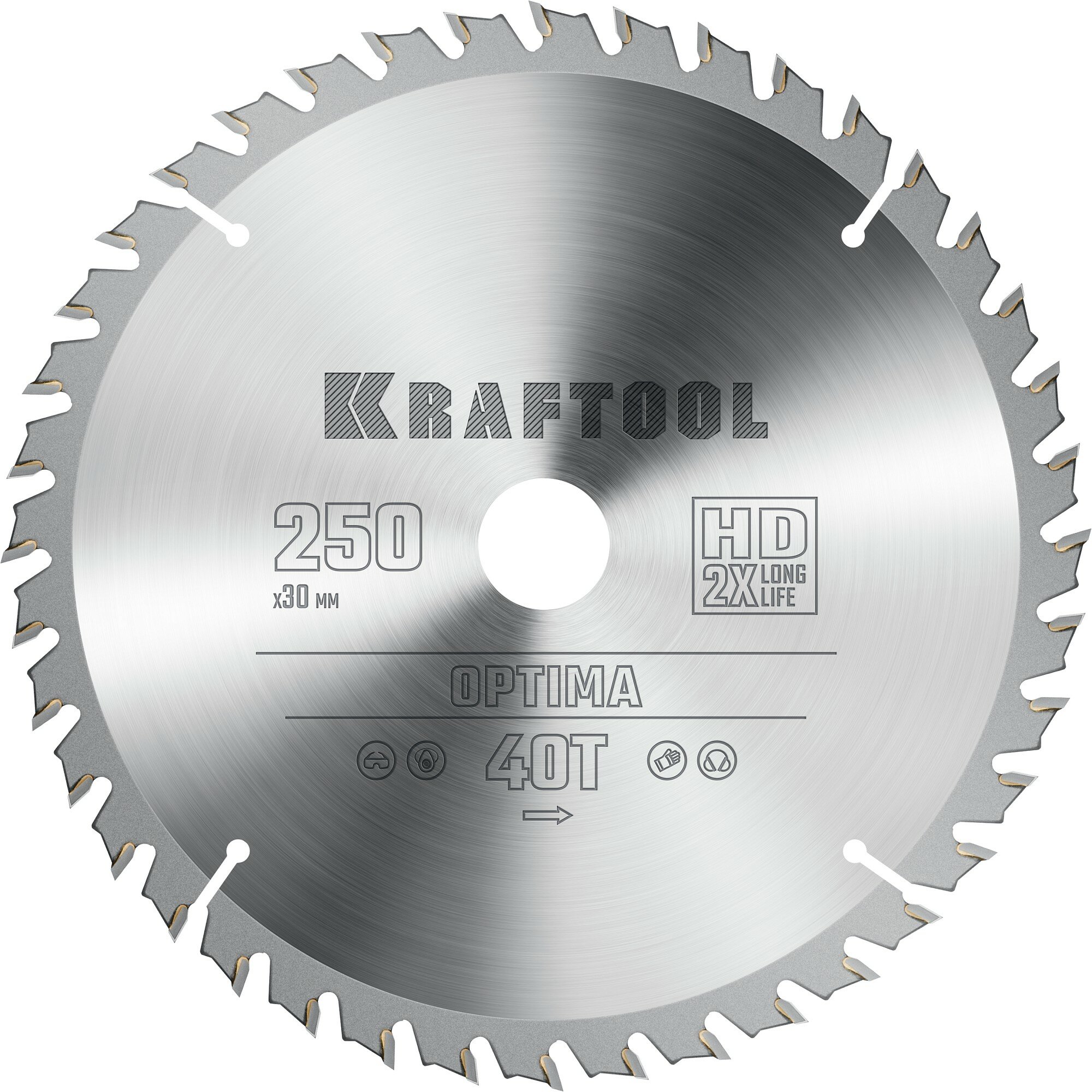 KRAFTOOL Optima 250х30мм 40Т, диск пильный по дереву