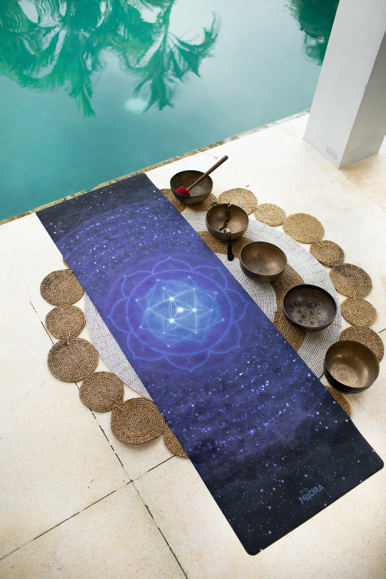 Коврик для йоги NiiDRA, модель - Мандала Создания, толщина 1 мм, размер 61*183 см, материалы микрофибра + каучук, подарок с каждым заказом