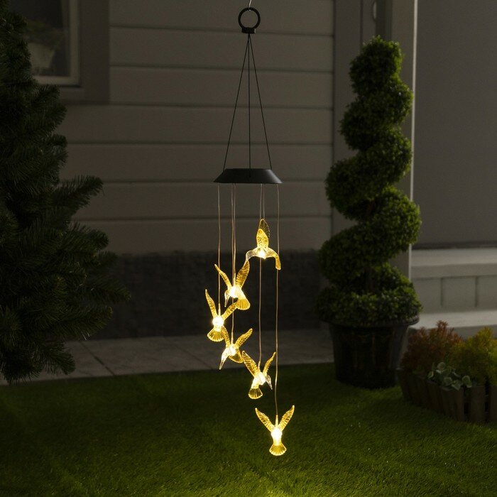 Садовый светильник на солнечной батарее «Колибри» 12.5 × 86 × 12.5 см 6 LED свечение тёплое белое