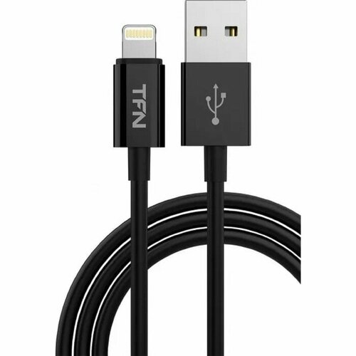 Кабель TFN, Lightning - USB, 2.4 А, 1 м, TPE, черный usb lightning 1м 5а зарядный кабель для iphone