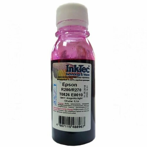 Чернила InkTec E0010 для Epson R200/R270 T0826 , ML, 0,1 л, печатающая головка stylus photo 1410 r270 r390 rx590 l1800 1500w f173090 оригинальная