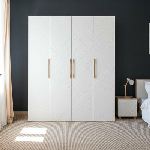 Шкаф 4-х створчатый Копенгаген ЛДСП Дуб Сонома МДФ Белый мат 45962₽