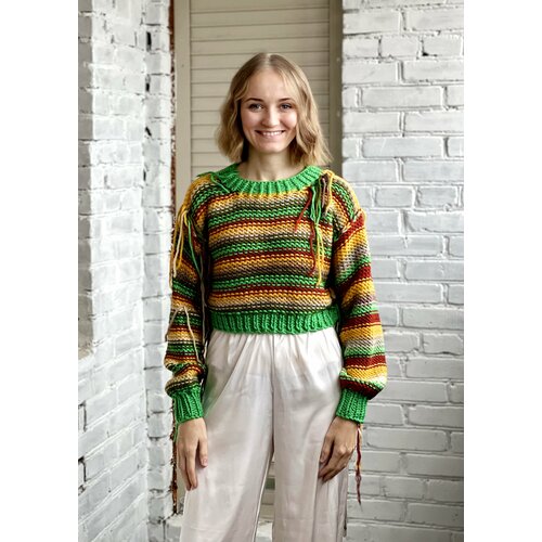 Джемпер Таня Исаева, размер 42, желтый, коричневый