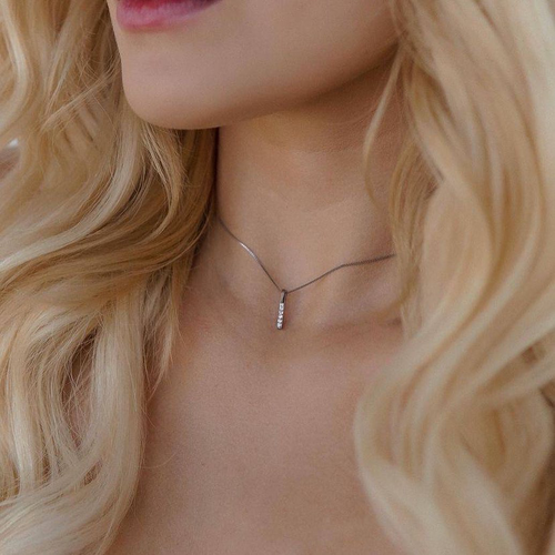 Колье MJ - Marjatta Jewelry Minimalist, фианит, длина 45 см, серебряный