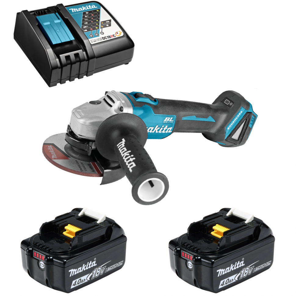 Шлифмашина угловая аккумуляторная 18В LXT 125мм Li-Ion 2x4Ач Makita DGA504RM2