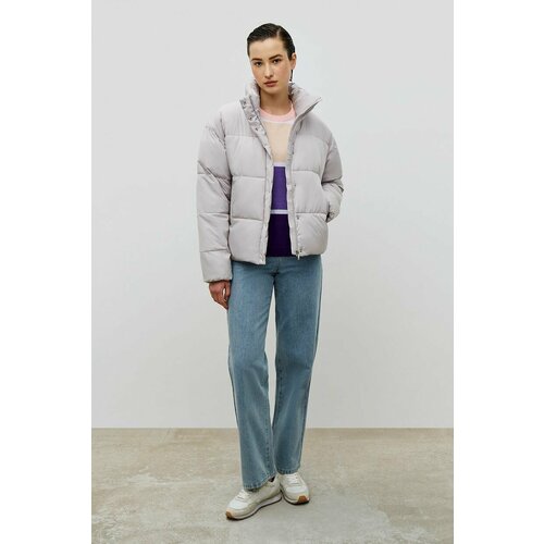 фото  куртка baon, демисезон/лето, оверсайз, утепленная, водонепроницаемая, без капюшона, карманы, ветрозащитная, размер 48, серебряный