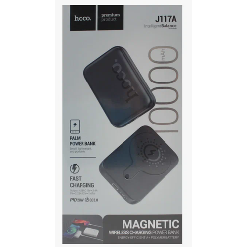 Powerbank с беспроводной зарядкой Hoco J117A Magnetic Wireless 10000mAh 20W чёрный 241500₽