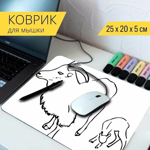 Коврик для мыши с принтом Козы, малыш, животные 25x20см. коврик для мыши с принтом козы играть боевой 25x20см