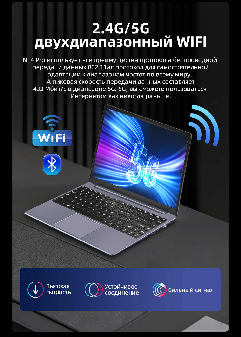 Ноутбук Ninkear N14 Pro 14-дюймовый IPS Full HD Intel Core i7-1165G7 16 ГБ оперативной памяти DDR4 512 SSD Ноутбук Windows 11