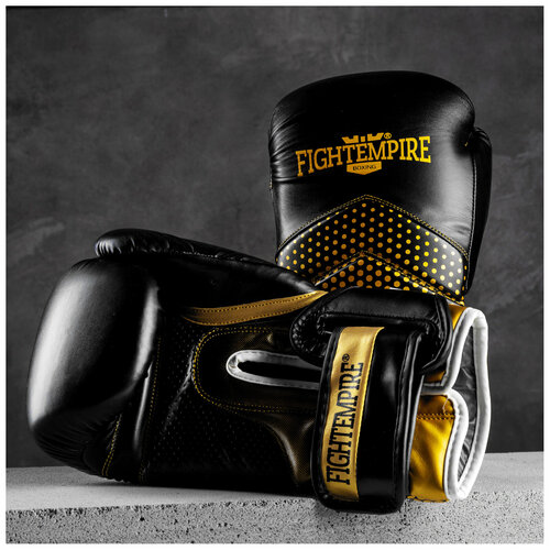 Перчатки боксёрские FIGHT EMPIRE, CLINCH, 8 унций, цвет черный, золотистый