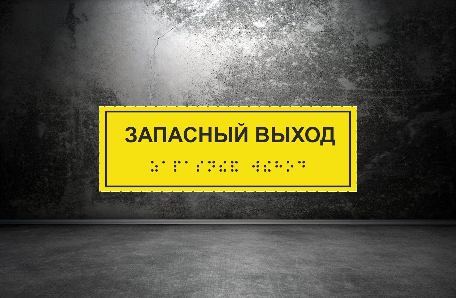 Тактильная табличка со шрифтом Брайля "Запасный выход" 100х300мм для инвалидов "Доступная среда" по ГОСТ 52131-2019 (Всё объёмное выпуклое) ПВХ 3мм