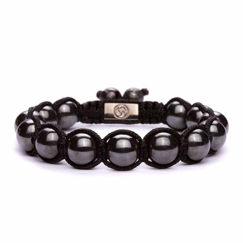 фото Плетеный браслет karma jewels, гематит, размер 19 см, размер l, серый