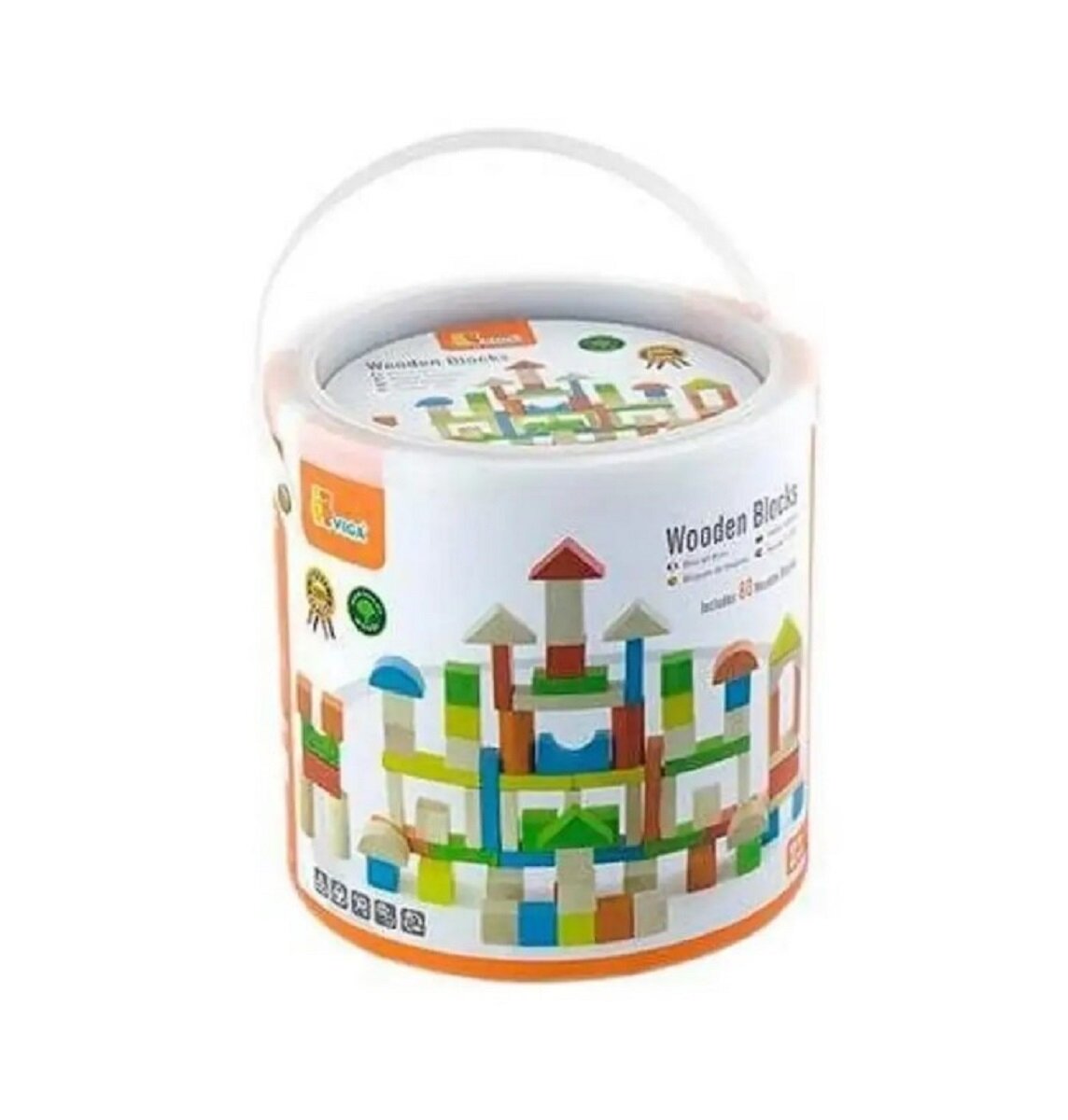 Конструктор блочный Viga, цветной, 80 деталей, в ведре 50333