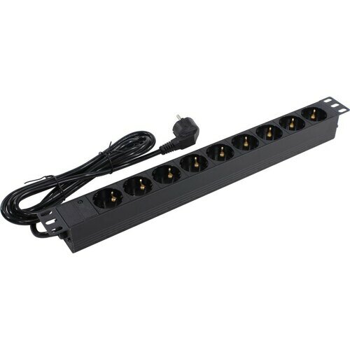 Exegate EX280850RUS Блок розеток ExeGate ServerPro PDU-19H904 Al-9S-EU2.5, 19",1U,алюм, 9Schuko, евровилка, 2.5м - фото №4