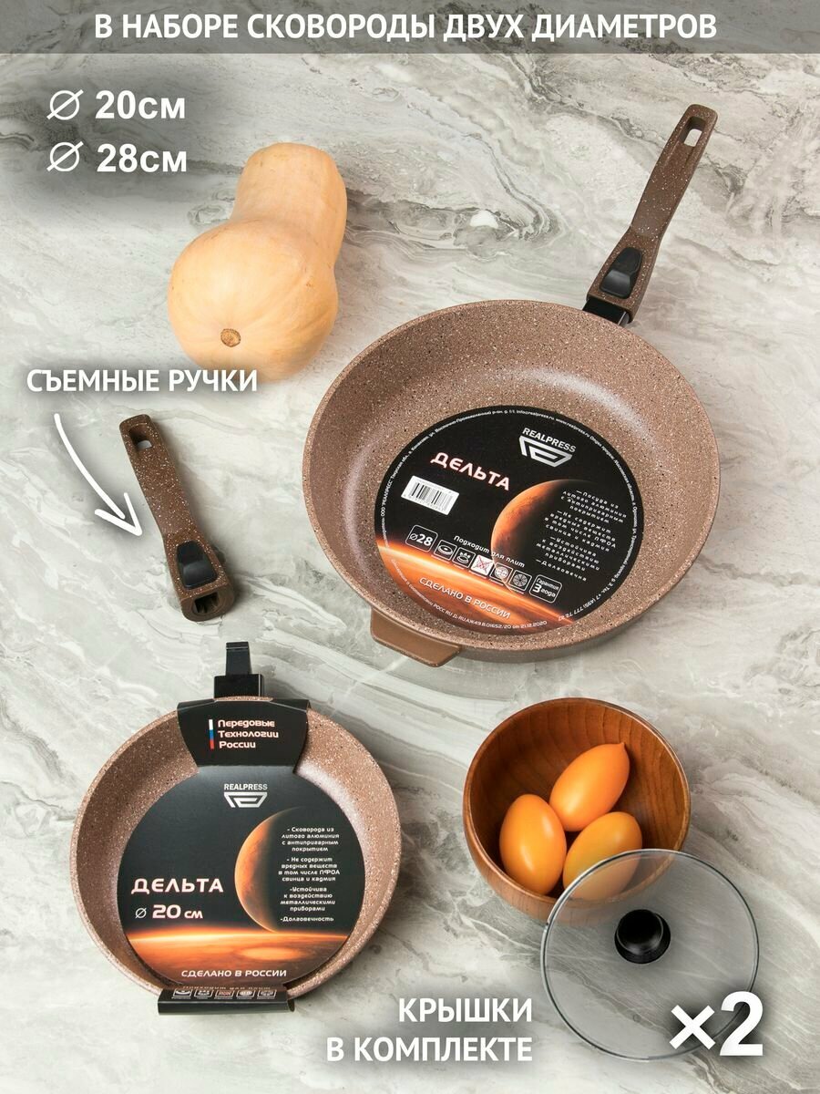 фото Набор сковородок с крышками 20, 28 см, RealPress