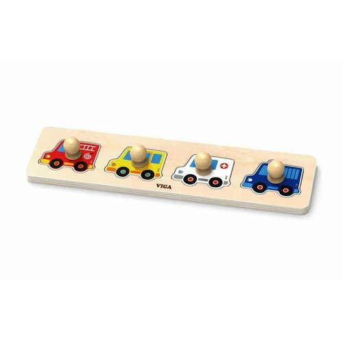 рамка вкладыш машинки деревянная настольная развивающая игра сортер для детей игрушка из дерева пазл Пазл-вкладыш Viga Автомобили специальных служб, 4 детали, в пак. 44535