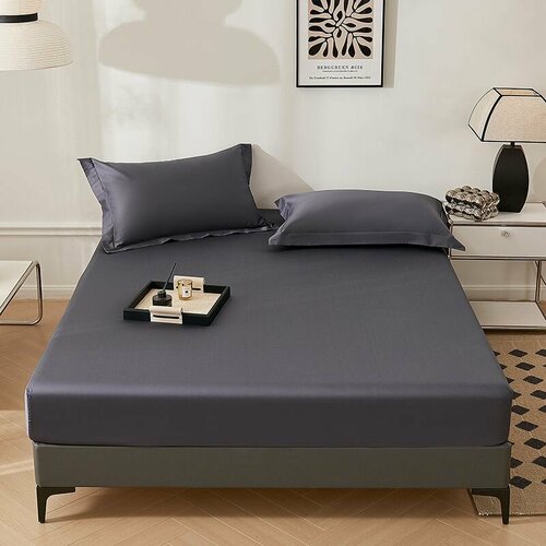 Простыня на резинке 140*200*30, сатин однотонный, 100% хлопок