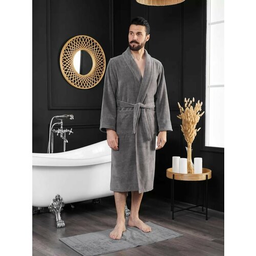 фото Халат , размер 2xl, серый нет бренда