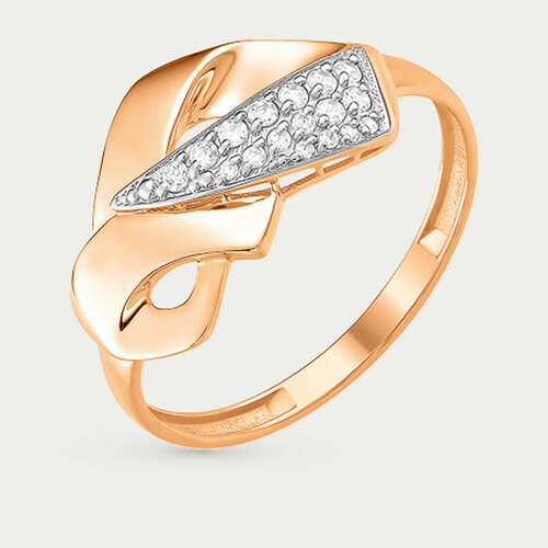 Кольцо GOLD CENTER, красное золото, 585 проба, фианит, размер 18.5