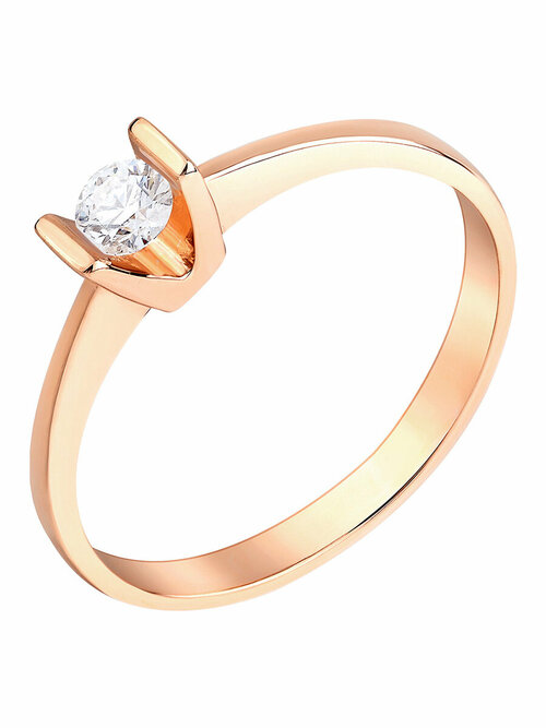 Кольцо помолвочное АМБЕР, белое, красное золото, 585 проба, бриллиант, размер 16, золотой, белый
