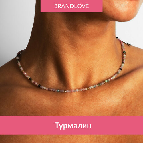 Колье BL Jewelry Prism, турмалин, лазурит, яшма, апатит, амазонит, гранат, сердолик, лабрадор, длина 39 см, розовый